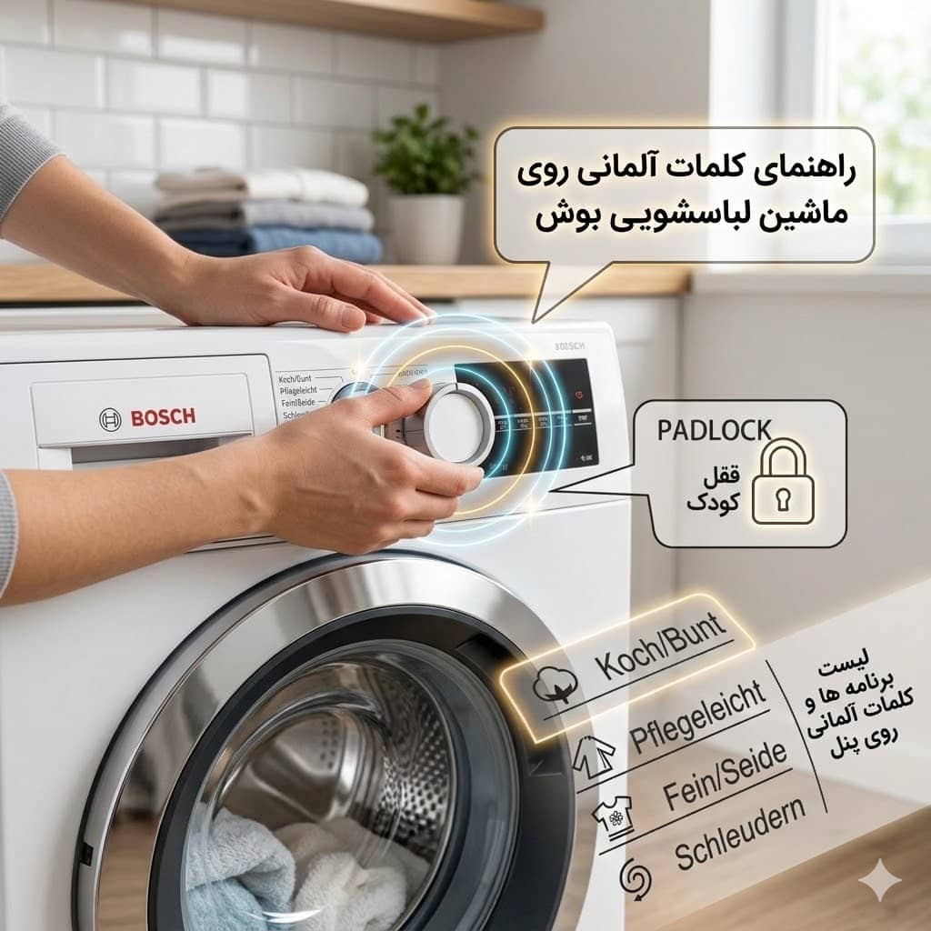 معنی کلمات آلمانی ماشین لباسشویی بوش