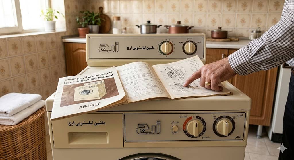 دفترچه راهنمای فارسی و طرز استفاده از ماشین لباسشویی ارج قدیمی