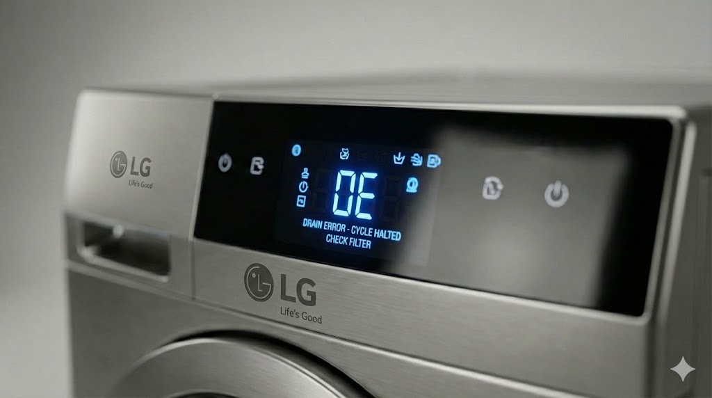 ارور OE لباسشویی ال‌جی | علت تخلیه نشدن آب + رفع مرحله‌ای