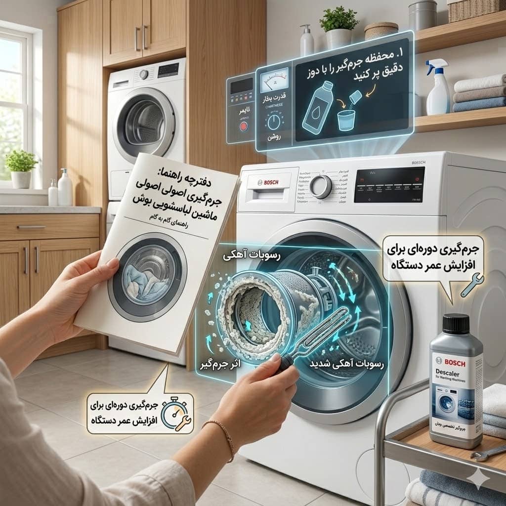 نحوه استفاده از پودر جرم گیر ماشین لباسشویی دوو