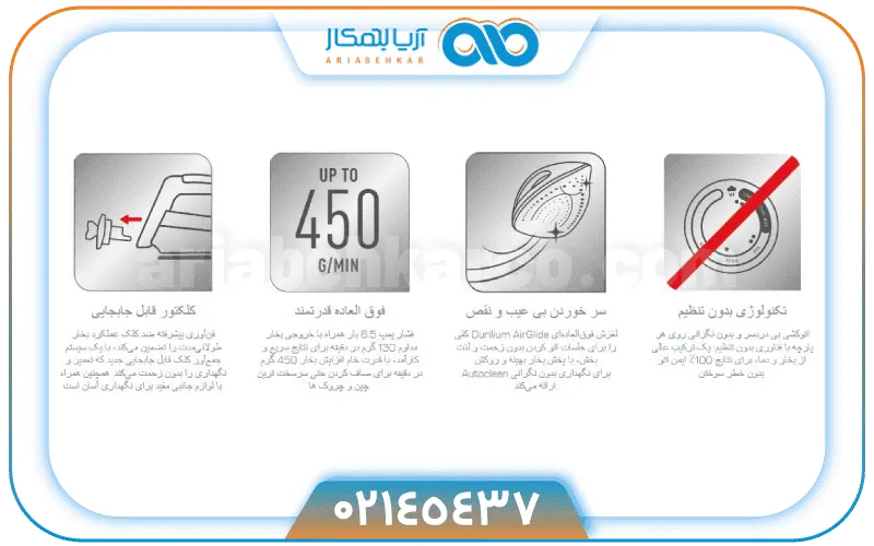 دفترچه راهنمای اتو بخار مخزن دار تفال